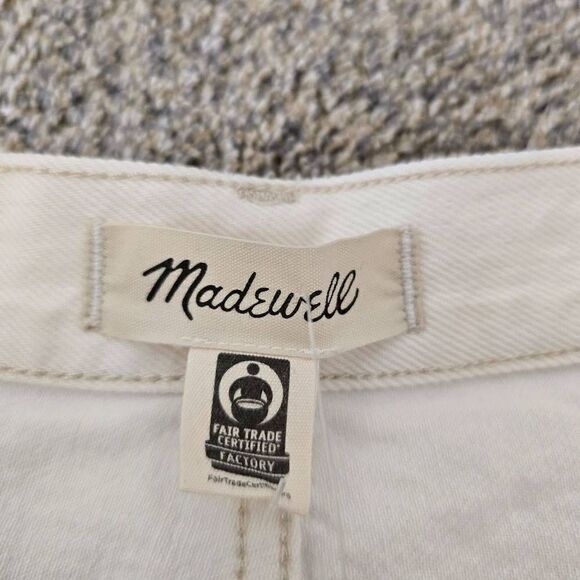 Madewell A-Line Skirt Women's Size 32 White 100%Cotton Denim Button Belt Loop - Picture 7 of 11